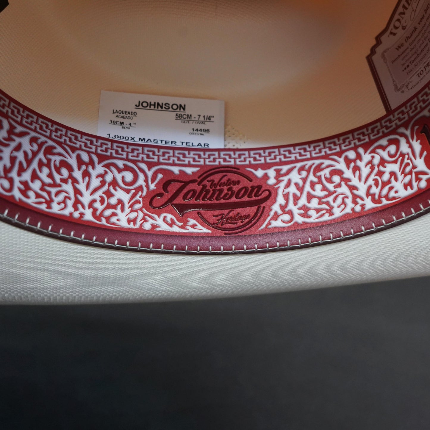 Tombstone Johnson 1000X Master Telar Brim 4" Cowboy Hat Sombrero Tall Crown 4 3/4"