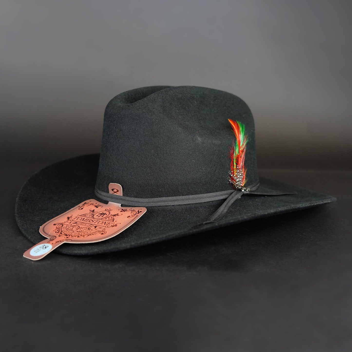 Tombstone 10x Chaparral Black Felt Cowboy Hat 3.5" Brim 4.5" Short Crown Texana