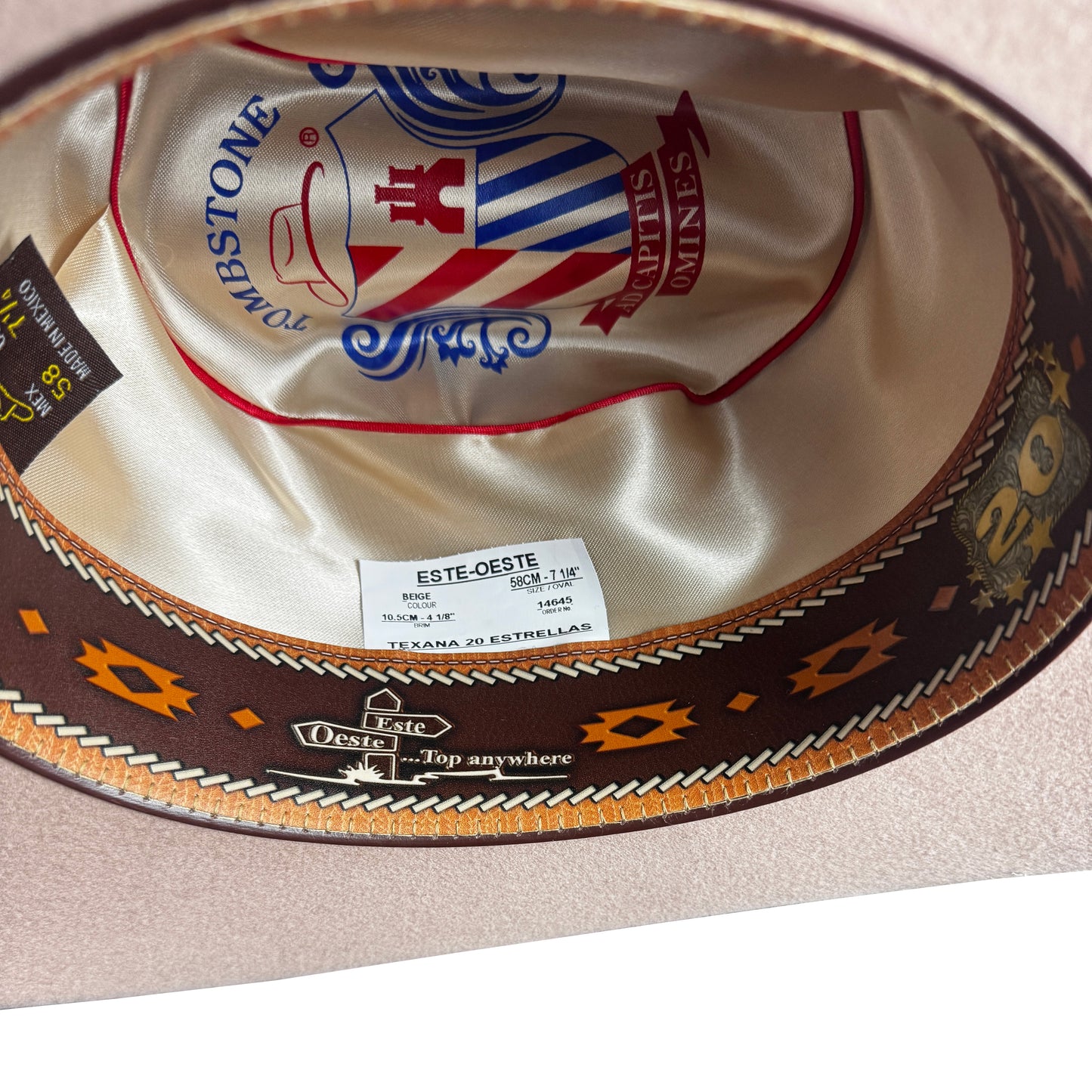 Tombstone Este Oeste 20x Beige Wool Felt Texana