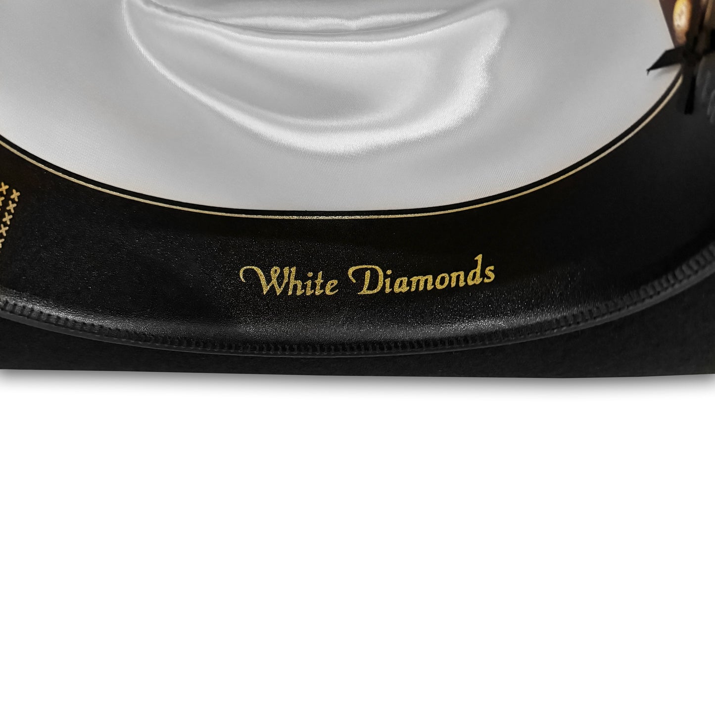 White Diamond Texana Negra Lana 100x  Estilo Sinaloa Copa Alta 4.75" Falda 3"