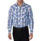 MEN'S BLUE LONG SLEEVE WESTERN SNAP PLAID SHIRT