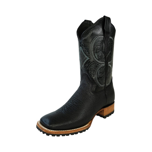 Men's Black Western Square Toe Rodeo Boot Tractor Sole