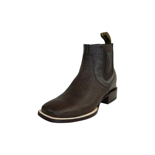 Men Brown Leather Western Rodeo Square Toe Chelsea Boot