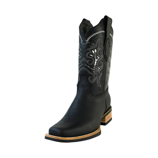 Men's Black Western Rodeo Style Square Toe Boot