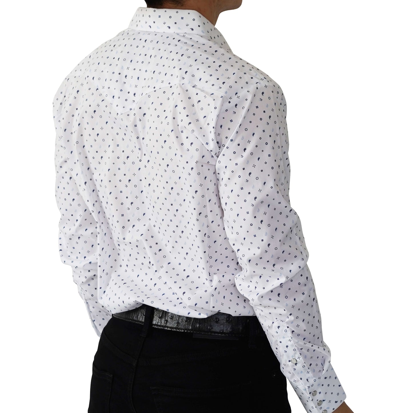 MEN'S WHITE PAISLEY LONG SLEEVE WESTERN SNAP SHIRT