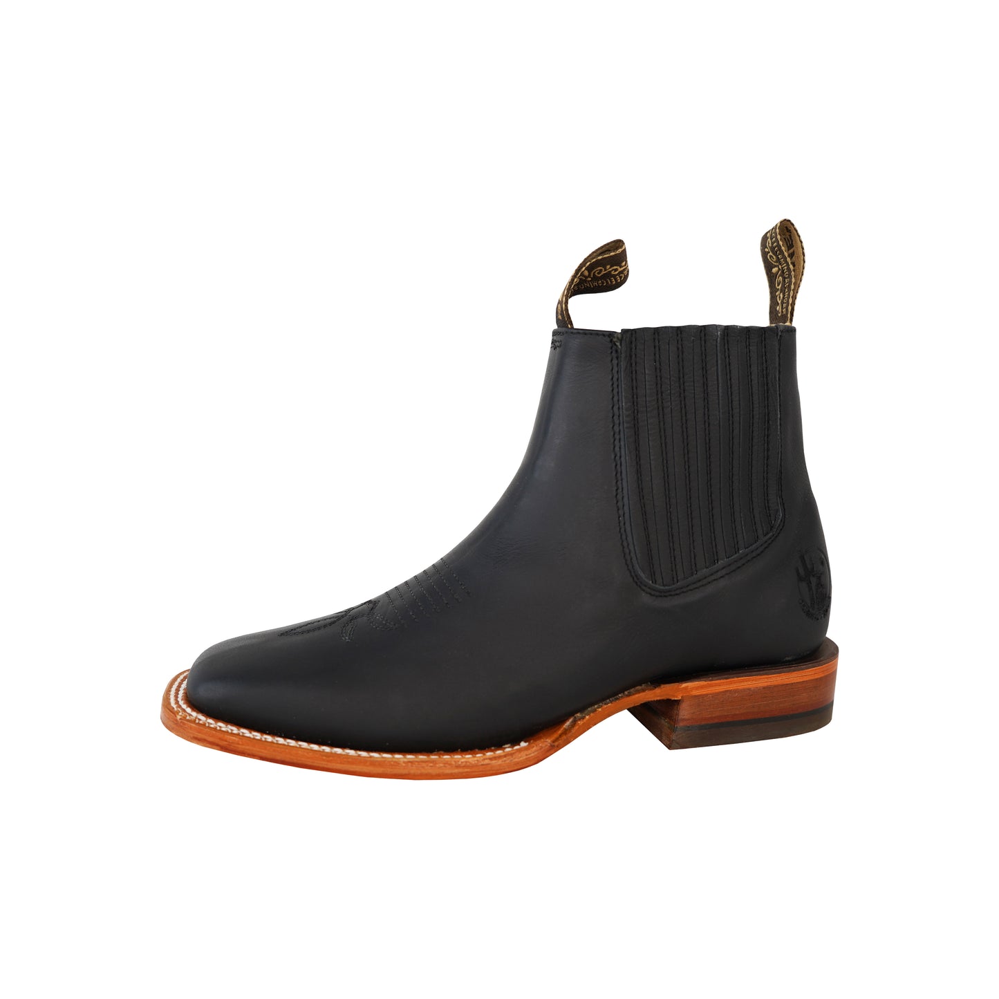 Black Leather Square Toe Chelsea Boot