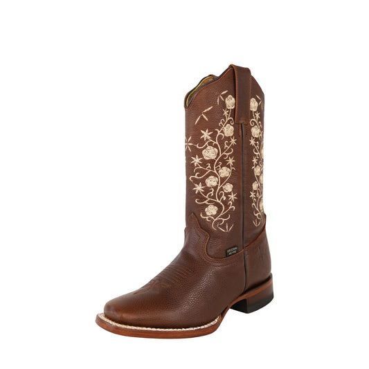 Brown Flower Rodeo Style Boot Women
