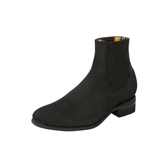 Black Nubuck Leather Chelsea Boot